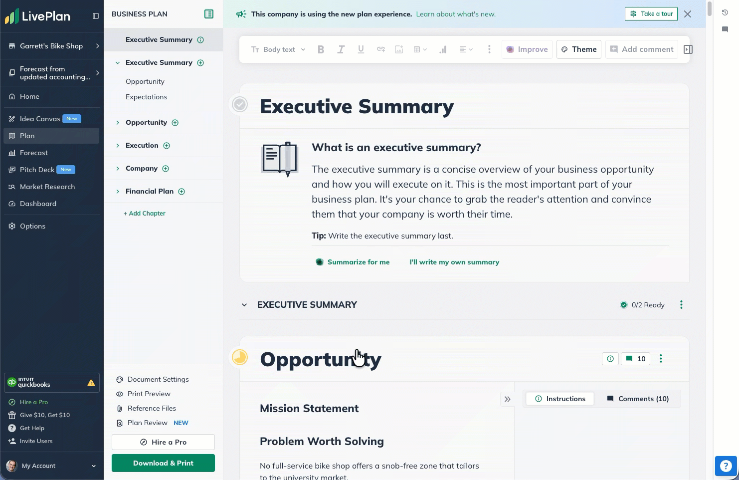 Video of a cursor moving to the support button in the lower-right section of the LivePlan window