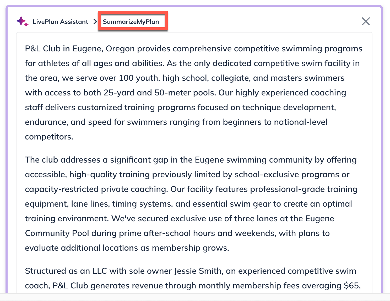 ai assistant es summarize my plan