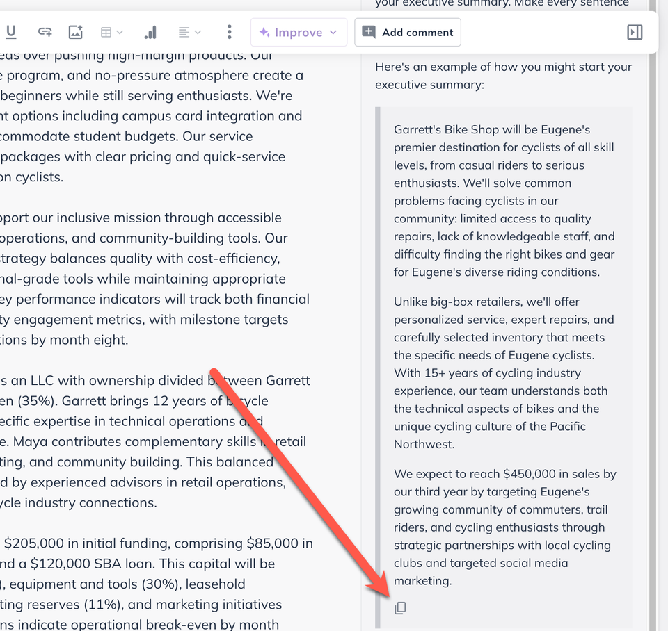 npx copy example section instructions