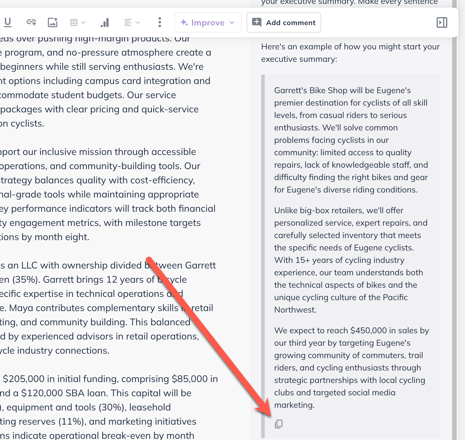 npx copy example section instructions