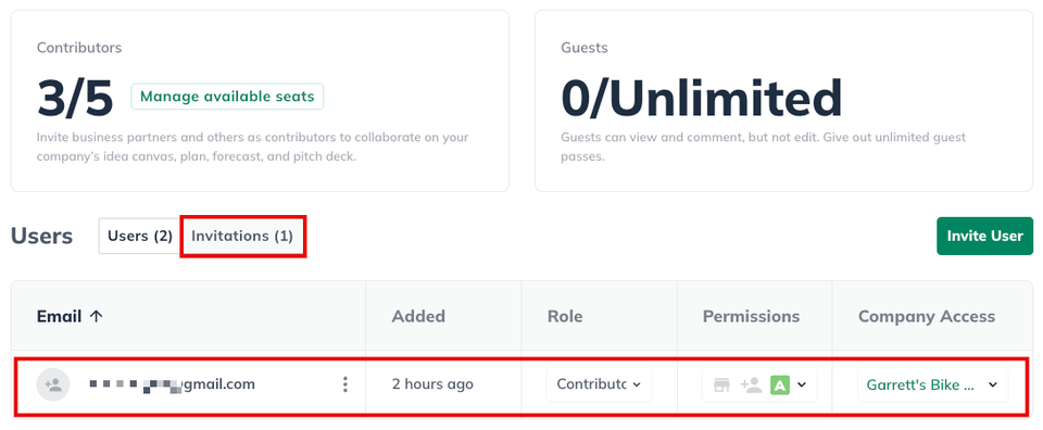 Image: user menu with invitation pending highlighted