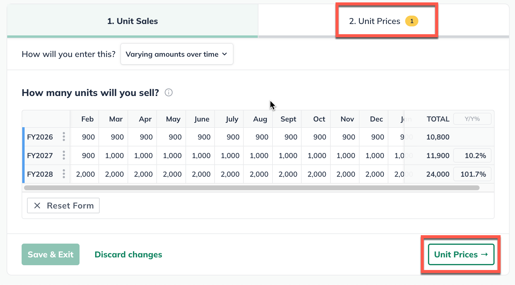 unit sales next step