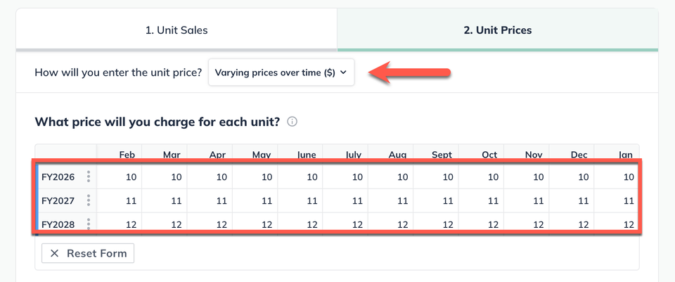 unit prices vaot