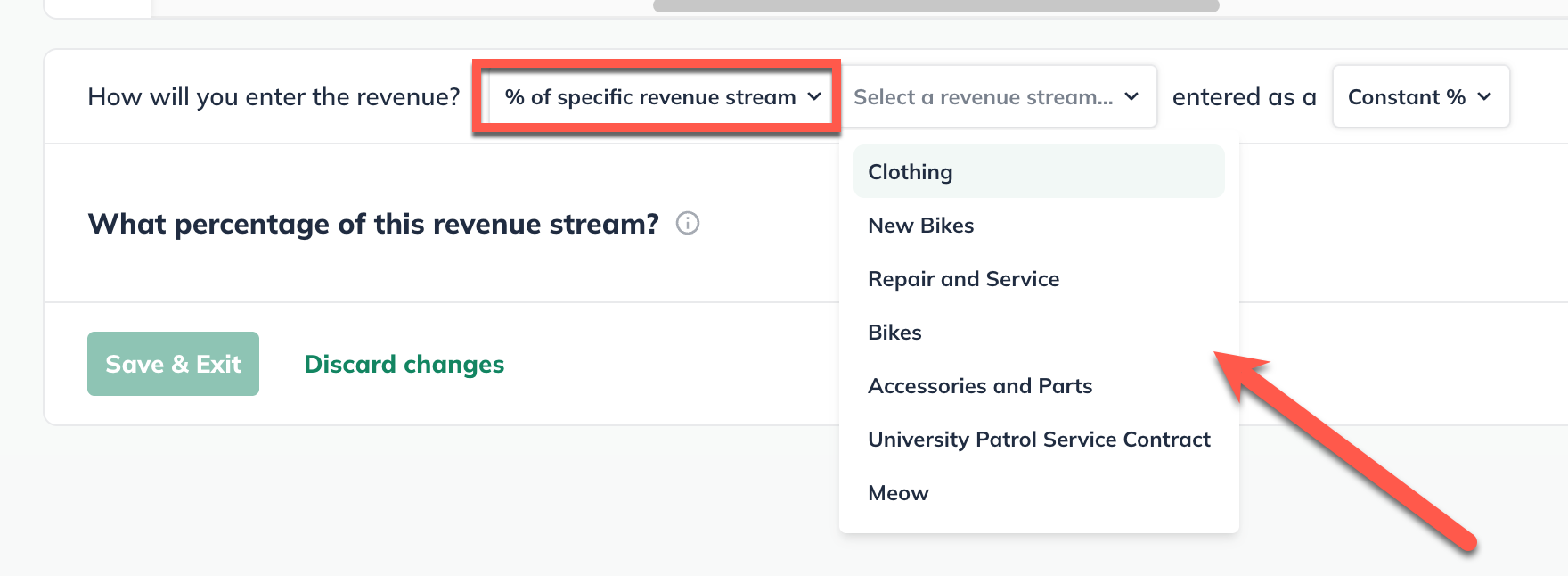 revenue only percentage of revenue