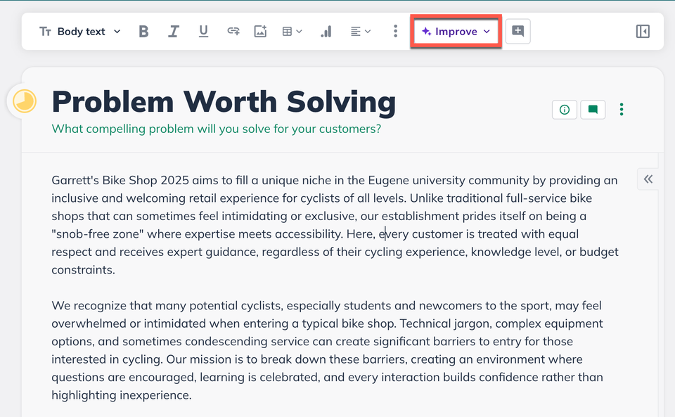 npx improve section