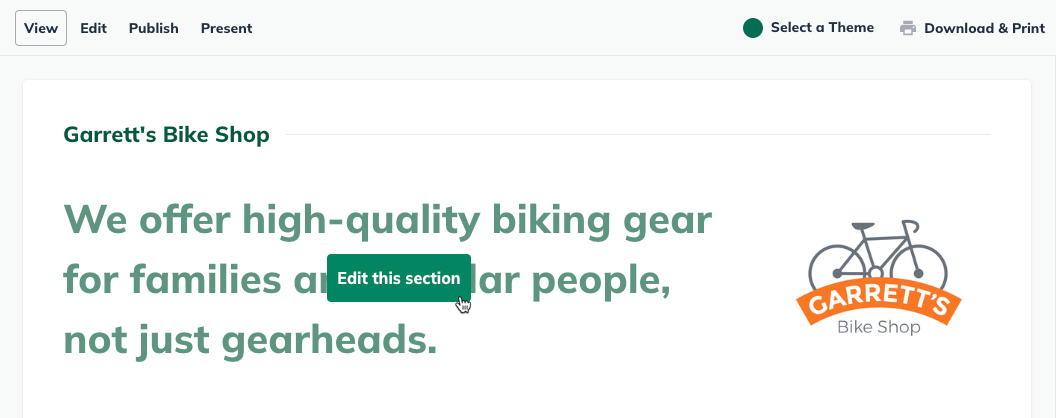 Image: edit this section from viewing the pitch