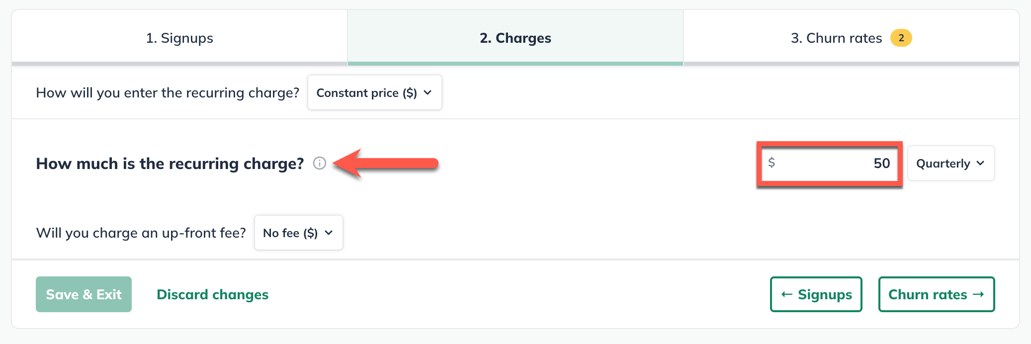 recurring revenue charge amount