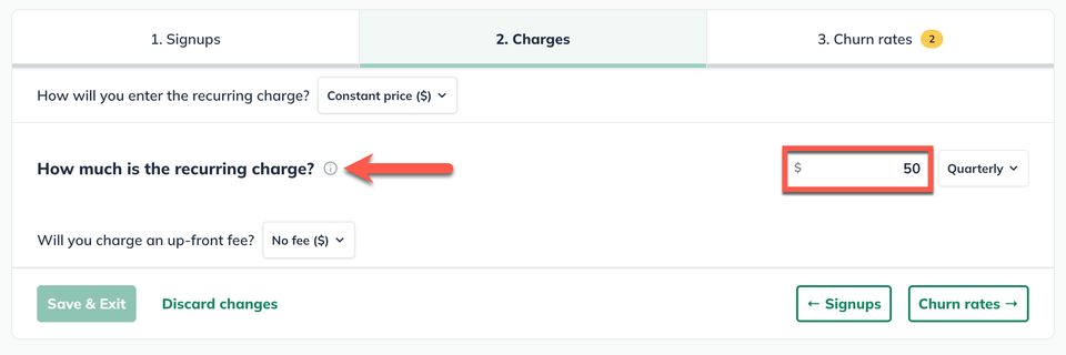 recurring revenue charge amount