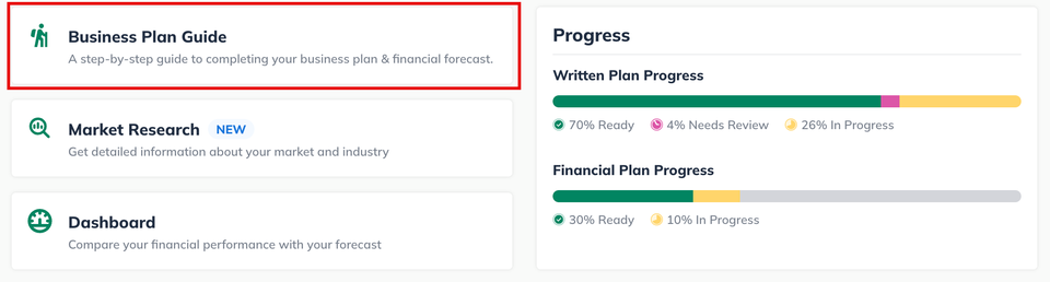 go to business plan guide home