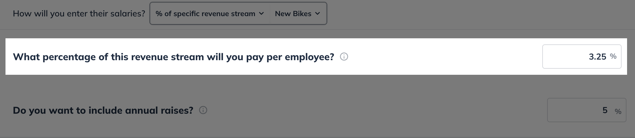 Percent of revenue personnel