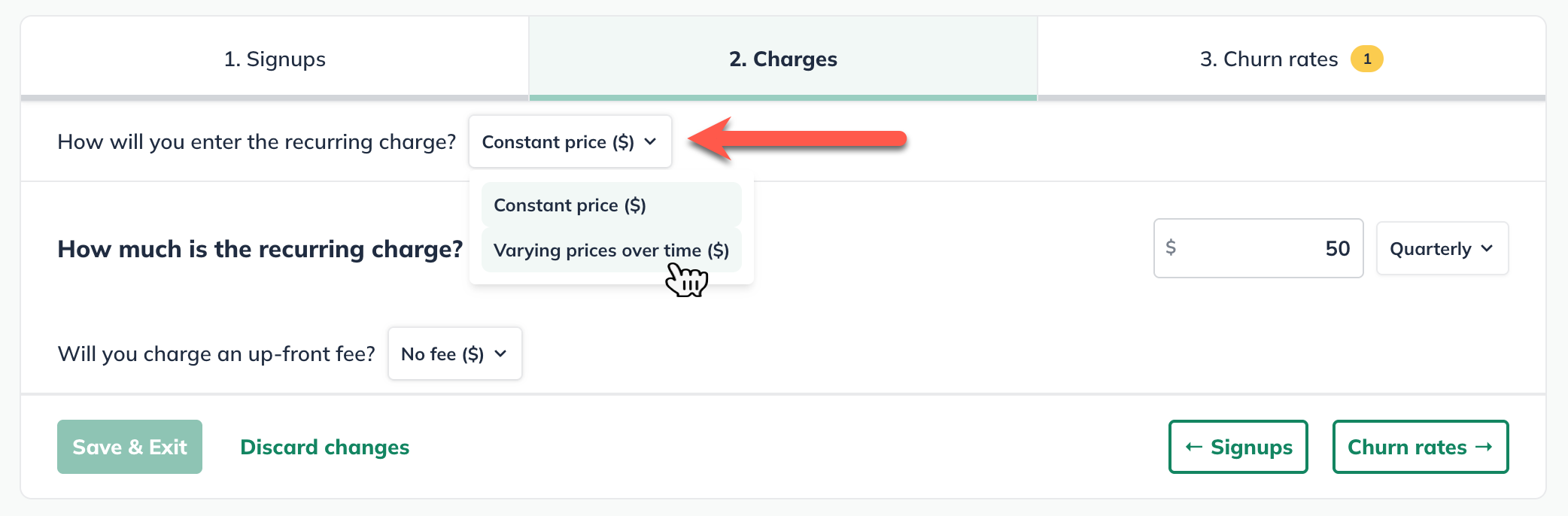 recurring revenue charge constant vaot