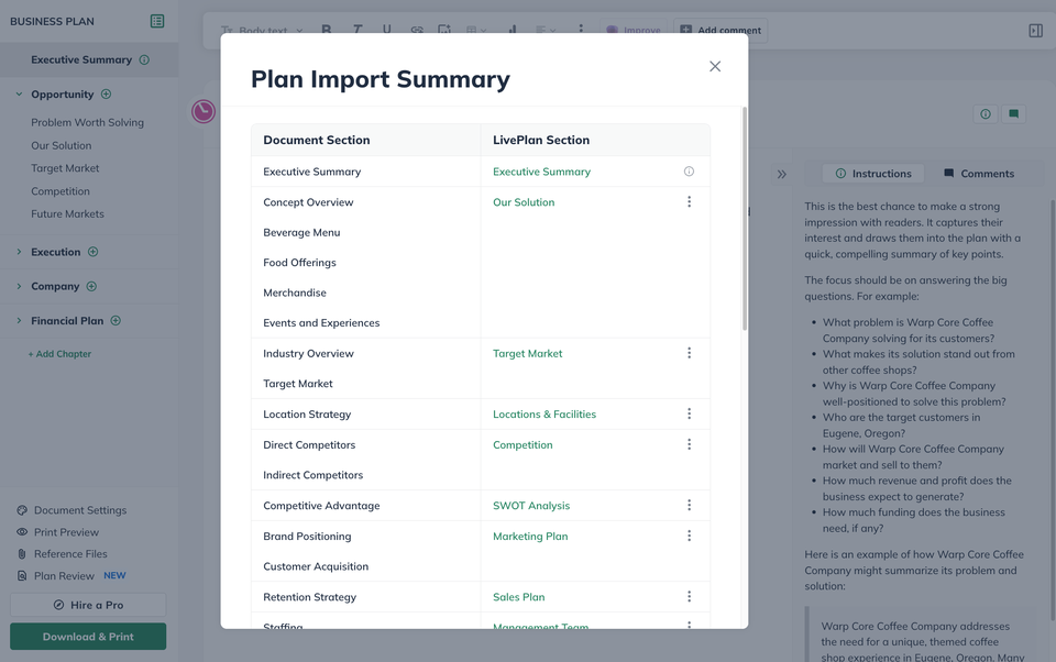 NPE - Plan Import Summary