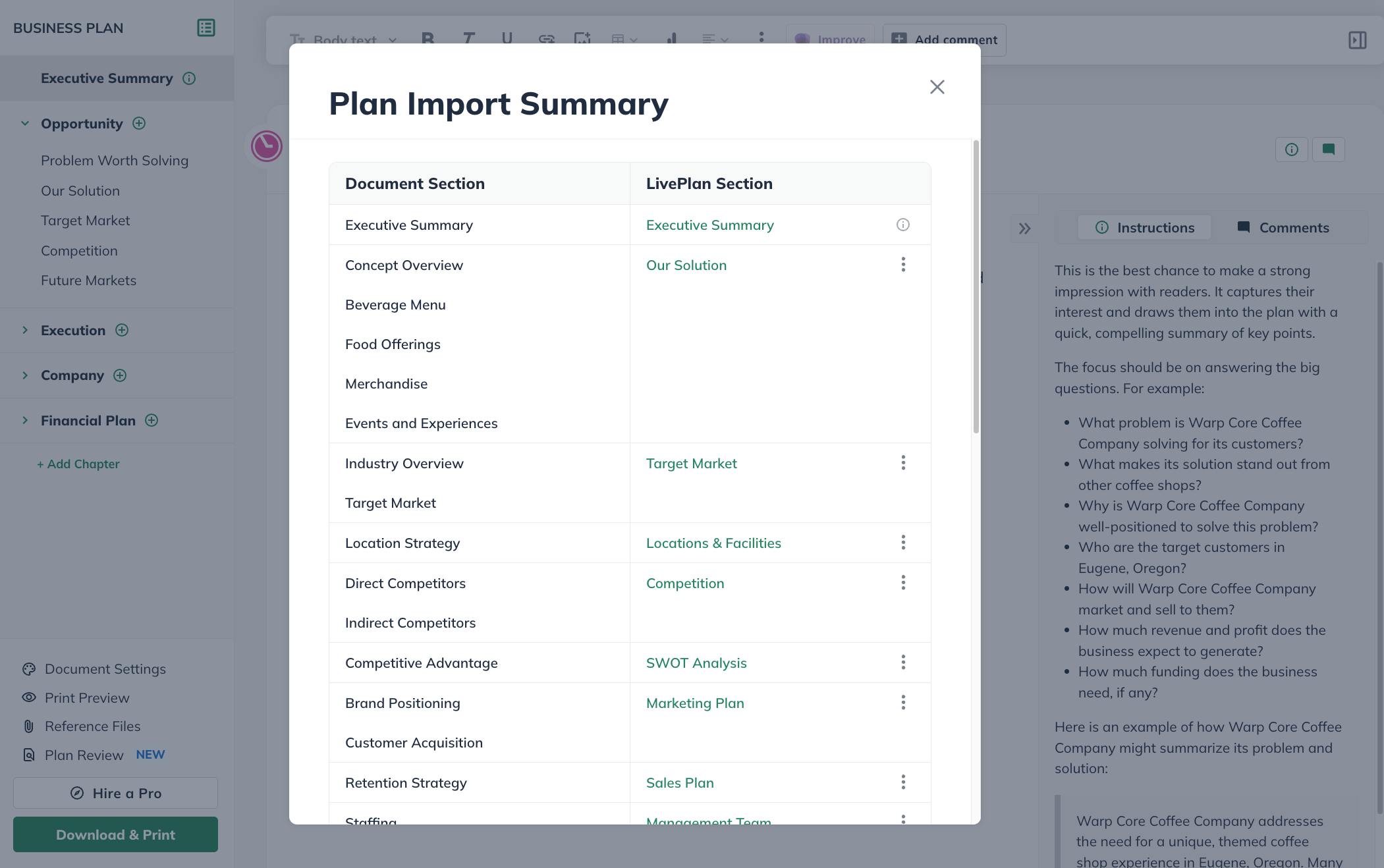 NPE - Plan Import Summary