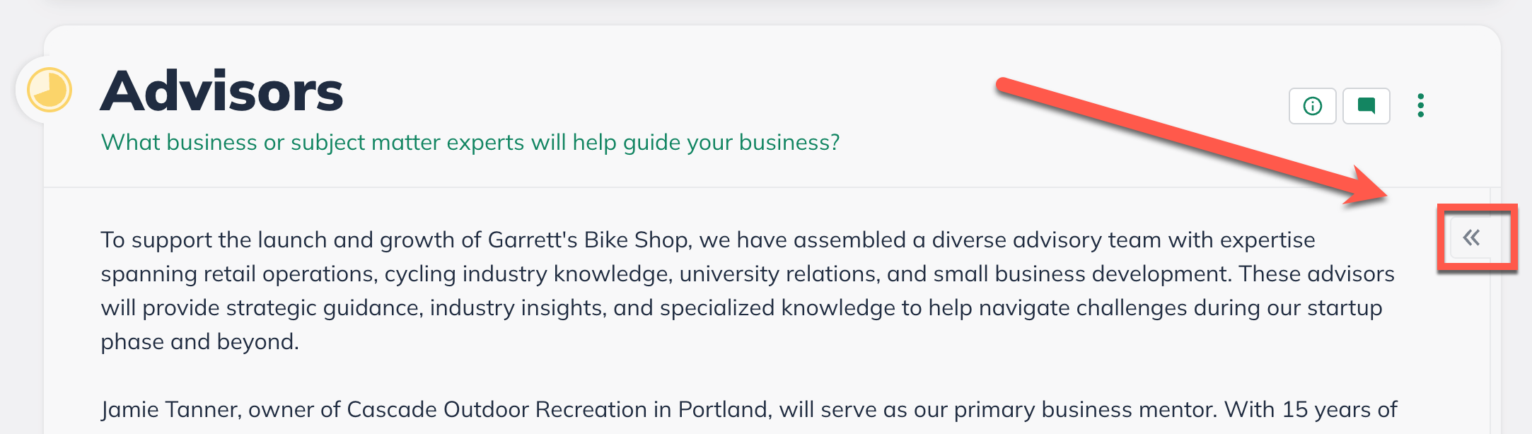npx chevron section button