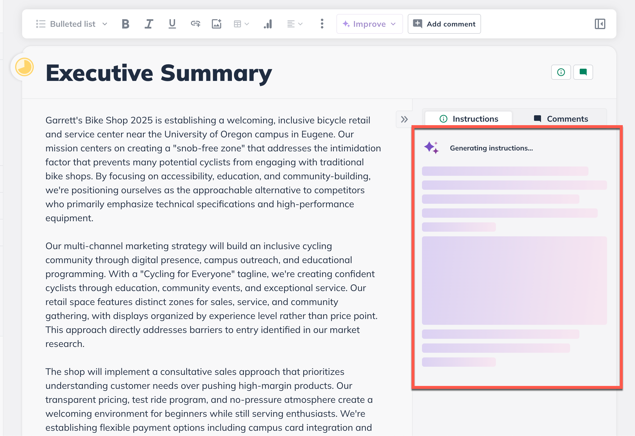 npx generating instructions section
