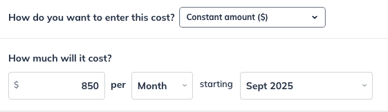 Image: direct cost constant amount