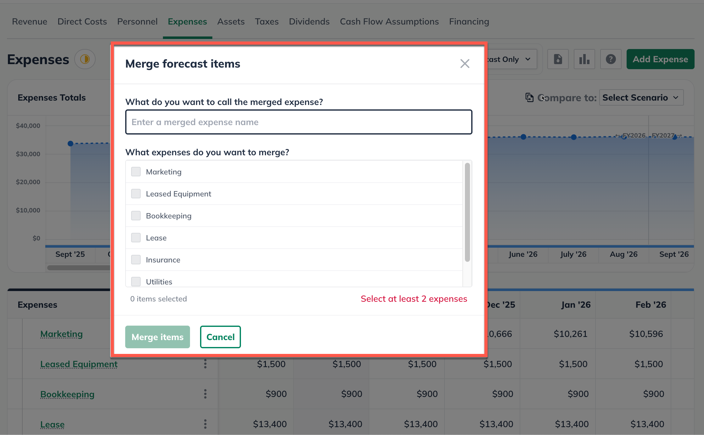 Merge Item Pop Up Window