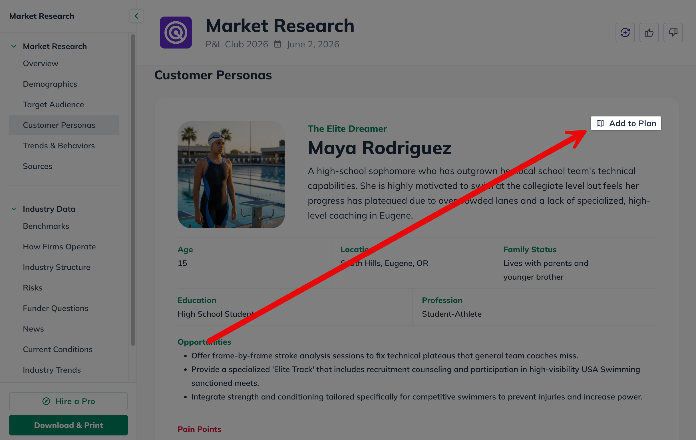 add to plan button market research