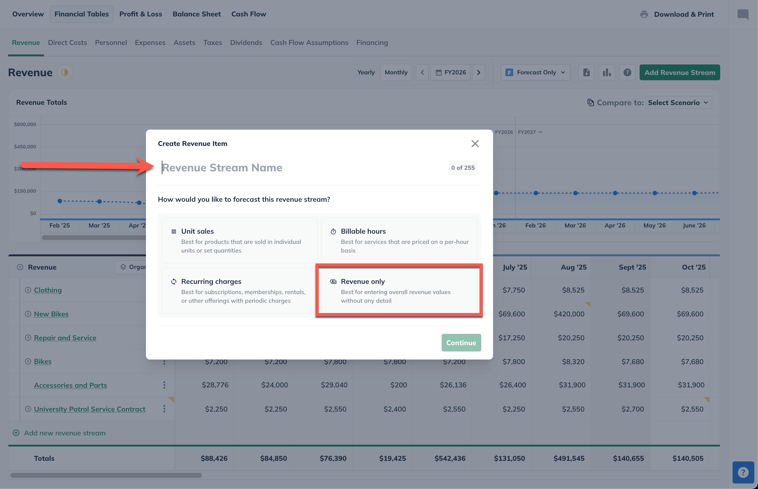 add revenue revenue only