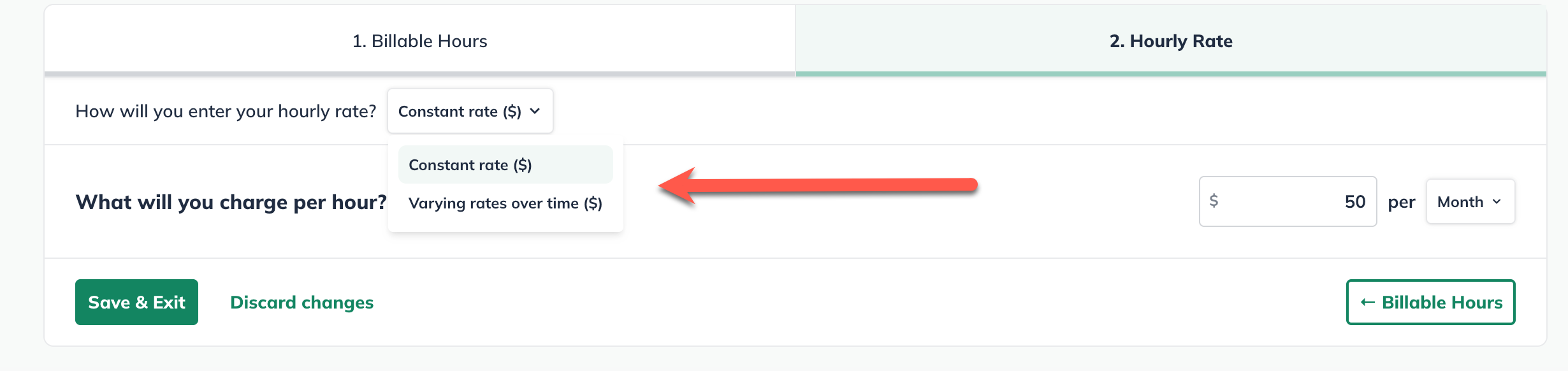 set billable hourly rate