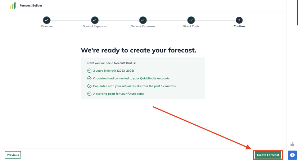 Image: Forecast Builder Confirmation
