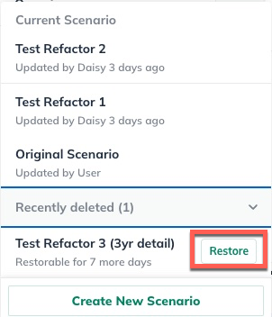Forecast Scenario restore