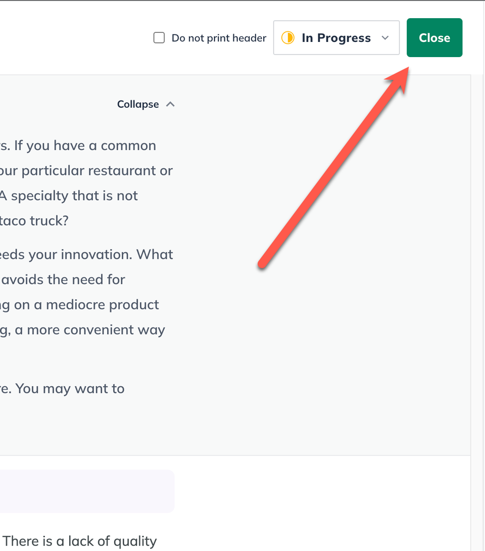 Image: topic editor with arrow pointing to close
