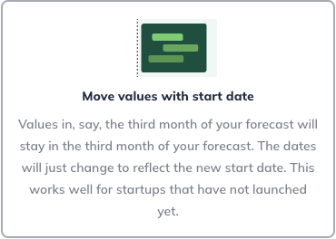 Change Start Date move values card