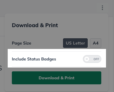 Idea Canvas - Export to PDF Status badges