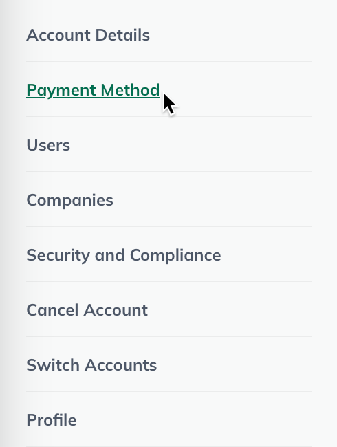 Image: payment method in account menu