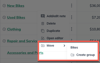 Groups move to or create new group