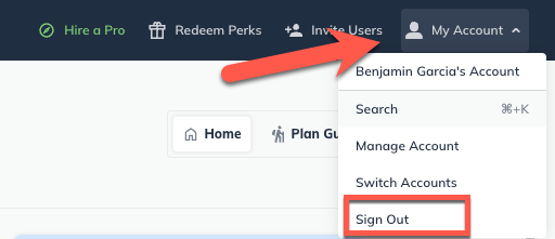 my account sign out