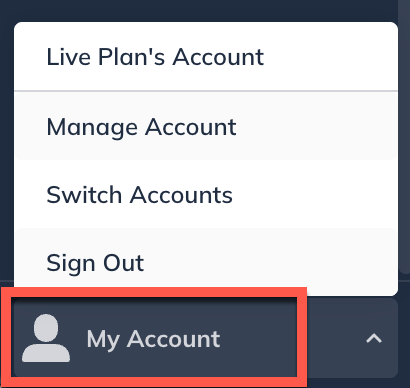 my account menu left prim nav