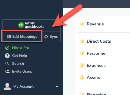 Arrow pointing to mapping button