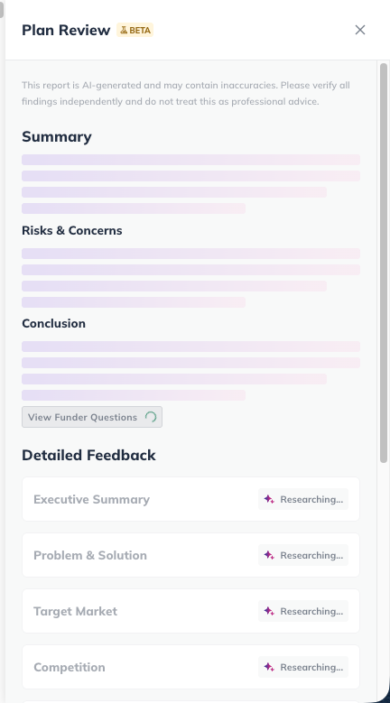 NUX Plan Review Generating