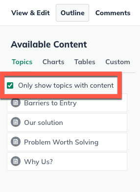 Image: Show topics with content