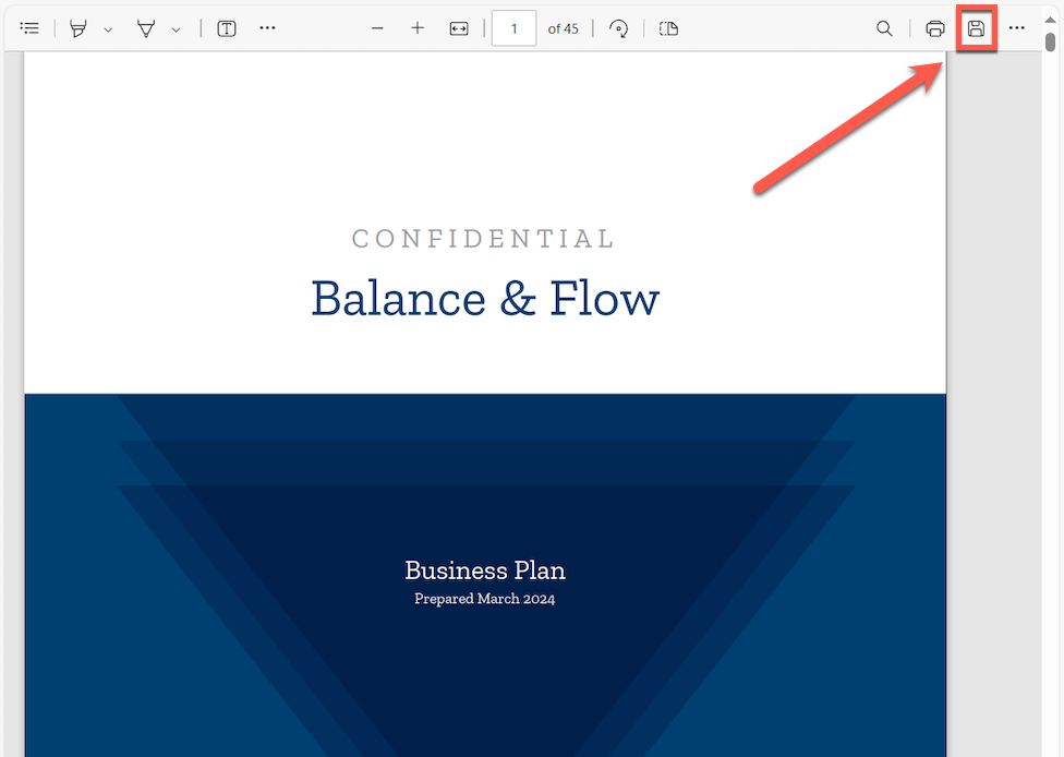 Image: microsoft edge pdf view with download highlighted