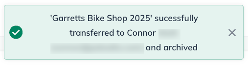 plan transfer success message