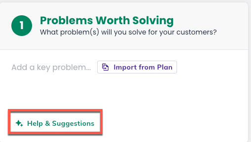 Idea Canvas - Help & Suggestions highlighted