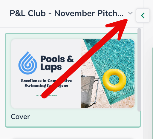 Pitch Deck grey arrow drop down