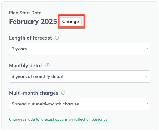 Plan start date change highlighted