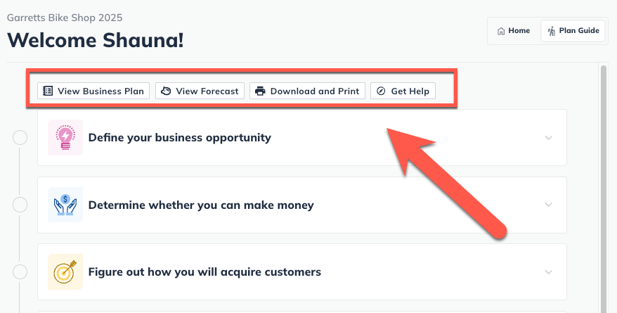 Image: Guide Arrow at top nav