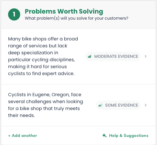 Idea Canvas - Problem worth solving section
