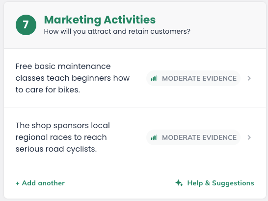 Idea Canvas - Marketing Activities Section
