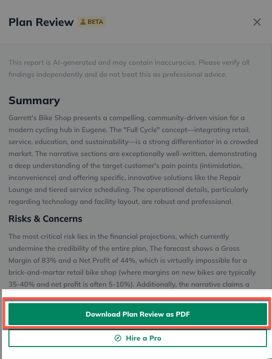 NUX Plan Section Export Review