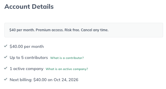 Account details
