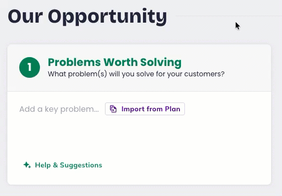 Idea Canvas - Import From Plan function