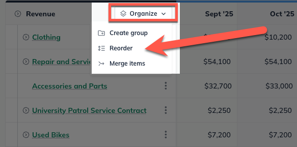 Groups organize reorder