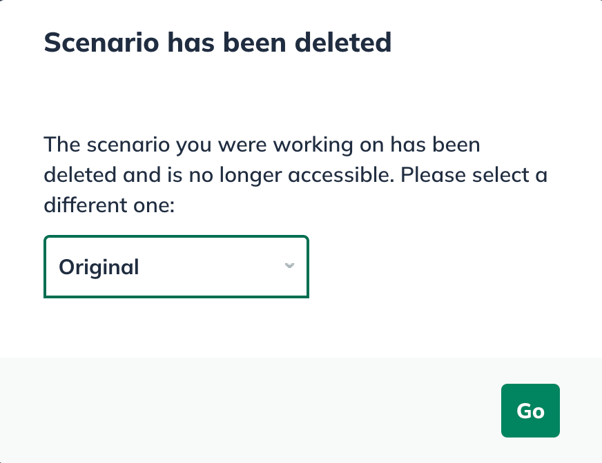 Image: select new scenario after scenario has been deleted