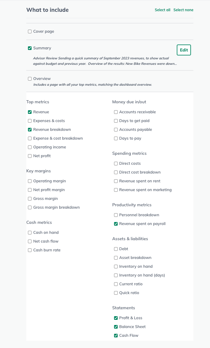 Image: full listing of dashboard reports